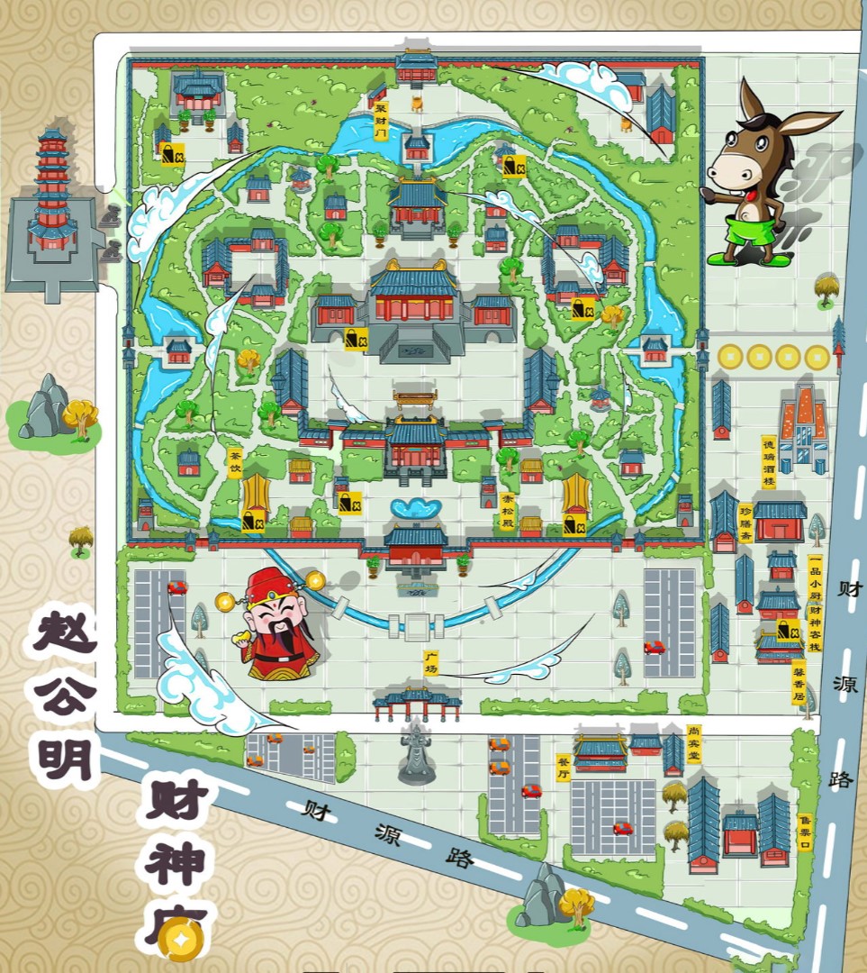 东城寺庙类手绘地图